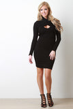Crepe Ribbed Jersey Crossover Keyhole Dress