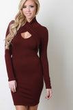 Crepe Ribbed Jersey Crossover Keyhole Dress