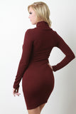 Crepe Ribbed Jersey Crossover Keyhole Dress