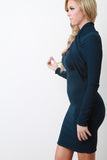 Crepe Ribbed Jersey Crossover Keyhole Dress