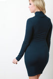 Crepe Ribbed Jersey Crossover Keyhole Dress