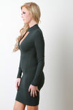 Mock Neck Keyhole Ribbed Jersey Dress