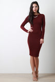 Back Corset Lace Up Long Sleeves Bodycon Midi Dress