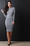 Back Corset Lace Up Long Sleeves Bodycon Midi Dress