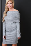 Marled Knit Off-The-Shoulder Bodycon Mini Dress