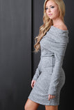 Marled Knit Off-The-Shoulder Bodycon Mini Dress