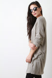 Round Neck Long Dolman Sleeves Tunic Top