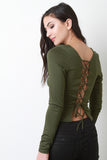 Corset Lace-Up Back Crop Top