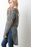 Marled Knit Long Sleeve High Low Sweater Top