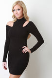 Mock Neck Shoulder Cutouts Bodycon Dress