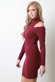 Mock Neck Shoulder Cutouts Bodycon Dress