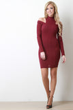 Mock Neck Shoulder Cutouts Bodycon Dress