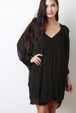 Gathered Chiffon Dolman Dress