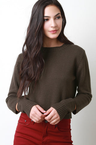 Wrist Cutout Knit Sweater