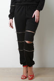 Zipper Drawstring Jogger Pants