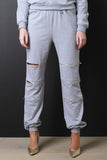 Zipper Drawstring Jogger Pants