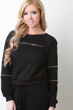 Zipper Trimmed Loose long Sleeve Sweatshirt