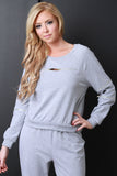 Zipper Trimmed Loose long Sleeve Sweatshirt