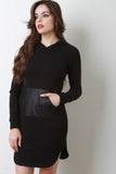Quilted Leather Pocket Sweatshirt Dress