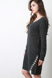 Thick Knit Stitched Long Sleeve Midi Dress