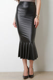 Vegan Leather Mermaid Midi Skirt