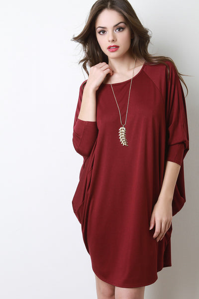 Dolman Sleeve Cocoon Tunic Dress