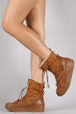 Suede Drawstring Lace Up Snow Ankle Boots