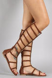 Elasticized Strappy Center Ornament Gladiator Flat Sandal