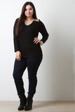 Suede Elbow Patch Long Sleeves Top