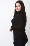 Cowl Neck Ribbed Under Sides Top
