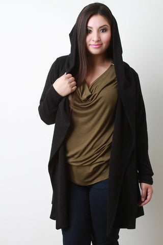 Wide Collar Hooded Cardigan