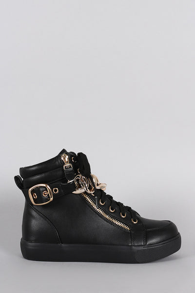 Liliana Zipper Chain High Top Lace Up Sneaker