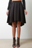 Box Pleated High-Low Midi Skirt