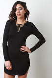 Long Sleeve Round Hem Bodycon Dress