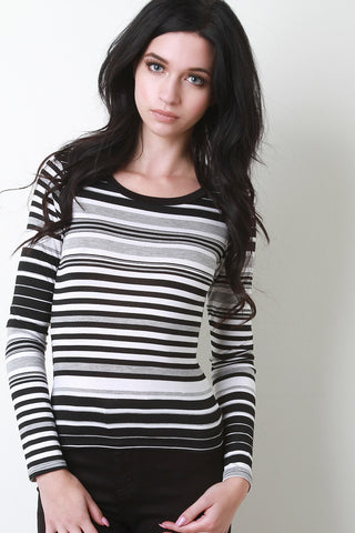 Horizontal Stripe Long Sleeve Top