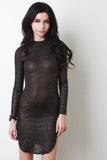 Reptile Print Long Sleeve Bodycon Dress