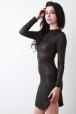 Reptile Print Long Sleeve Bodycon Dress