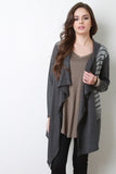 Striped Crochet Faux Layers Draping Cardigan