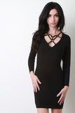 Ringlet Cage Neck Bodycon Dress