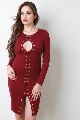 Keyhole Corset Center Seam Bodycon Dress