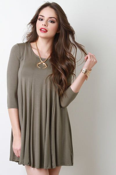 Long Sleeve Paneled Swing Dress