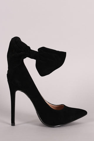 Shoe Republic LA Suede Bow Pointy Toe Stiletto Pump