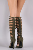 Suede Caged Cutout Pointy Toe Stiletto Boots