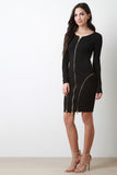 Zipper Bodycon Long Sleeve Mini Dress