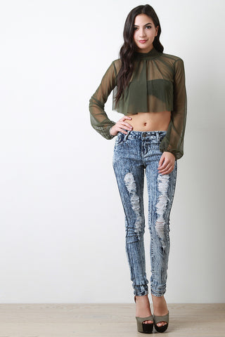 Frontrunner Acid Wash Distressed Denim Skinny Jeans