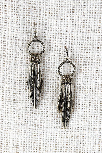 Metallic Feathered Hoop Earrings