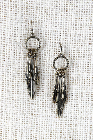 Metallic Feathered Hoop Earrings