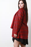 Plaid Print Open Front Cardigan