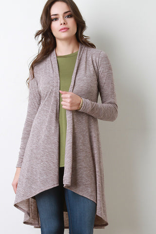 Open Front Draped Longline Sweater Cardigan