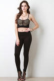 Leaves Lace Overlay Crop Bustier Top